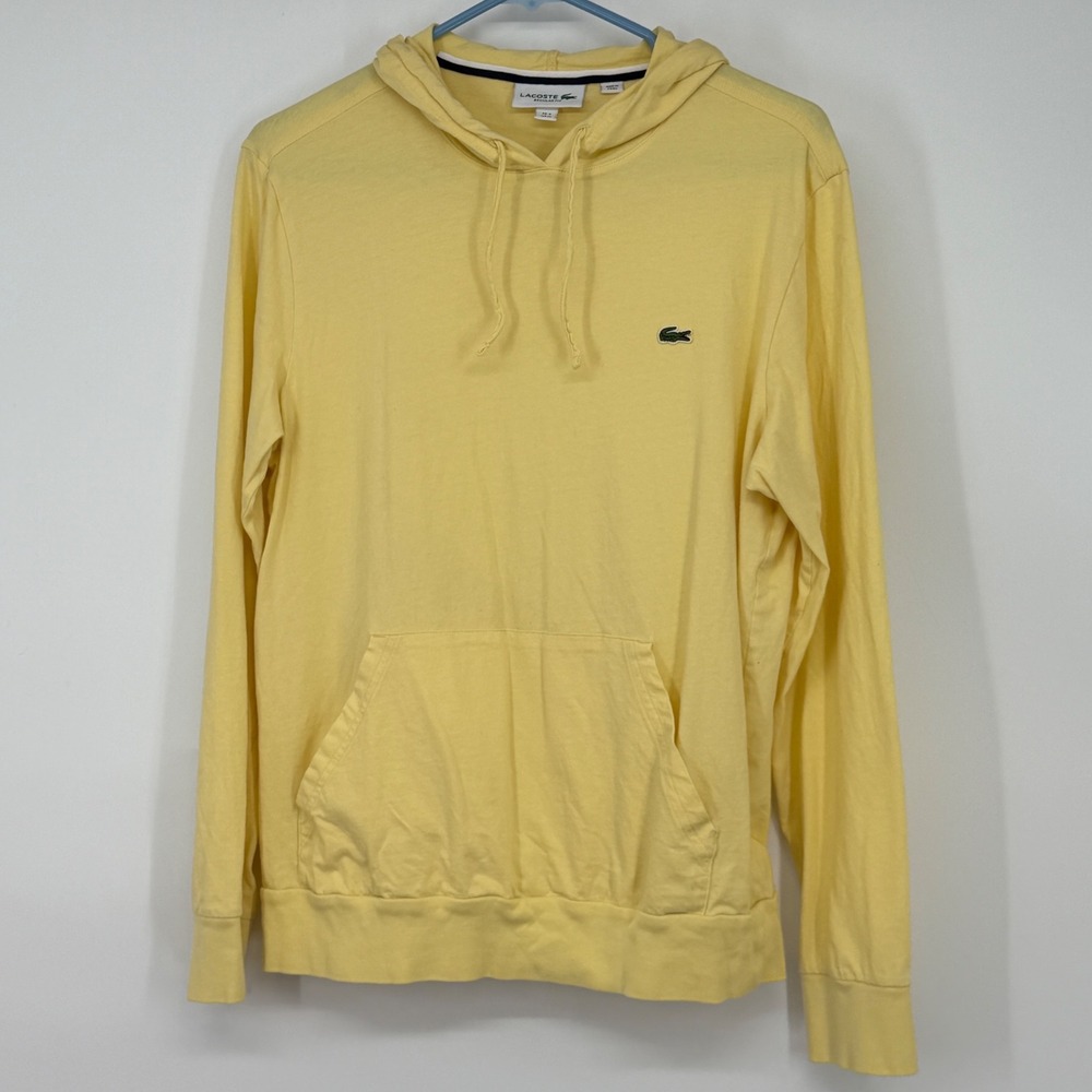 Lacoste Mens Regular Fit Hoodie Yellow Long Sleeve Pullover US M FR 4 Preppy